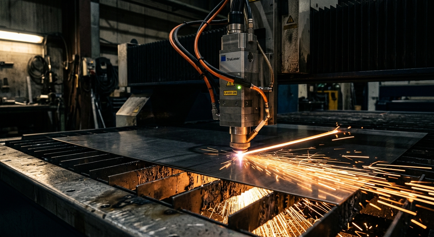 Laser cutting head creating heat-affected zone on thin stainless steel sheet