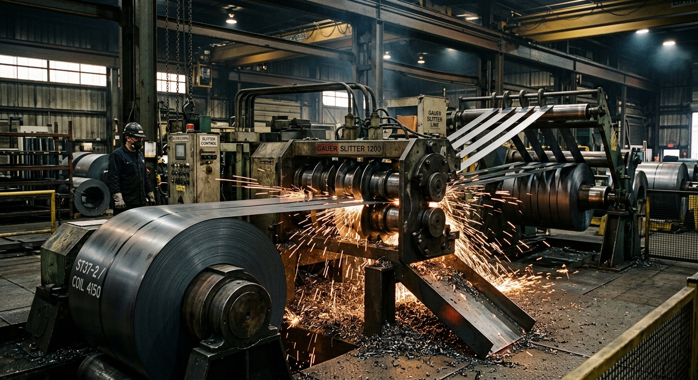 Industrial coil slitting line processing stainless steel