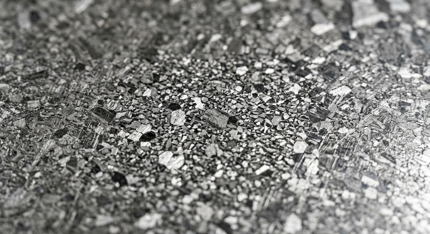 Close-up of polished duplex stainless steel plate surface texture